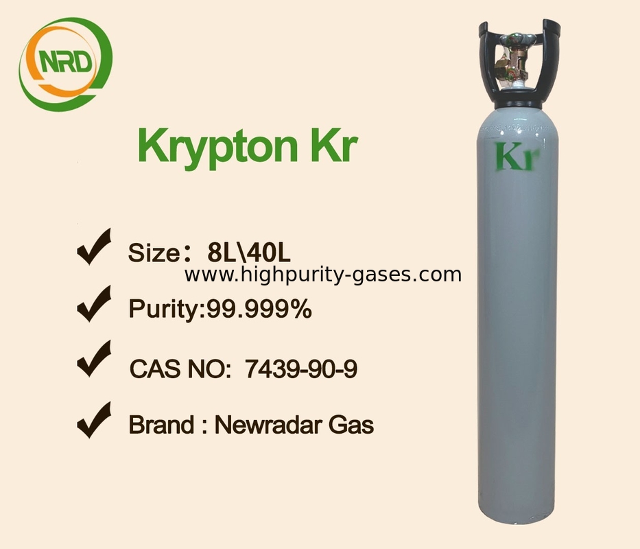 Krypton Gas Odorless High Purity 99.999% Rare Noble Gas 10 Liter Cylinder Packed